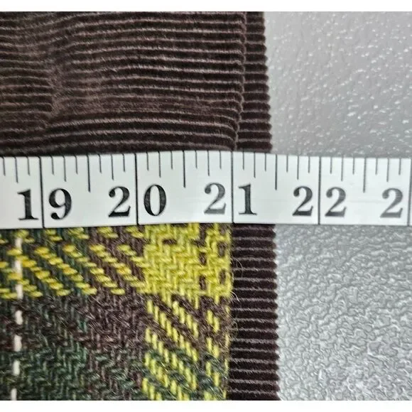 Anthropologie Maeve Womens 4 Corduroy Wool Blend Green Yellow Plaid Mini Skirt - Picture 10 of 10